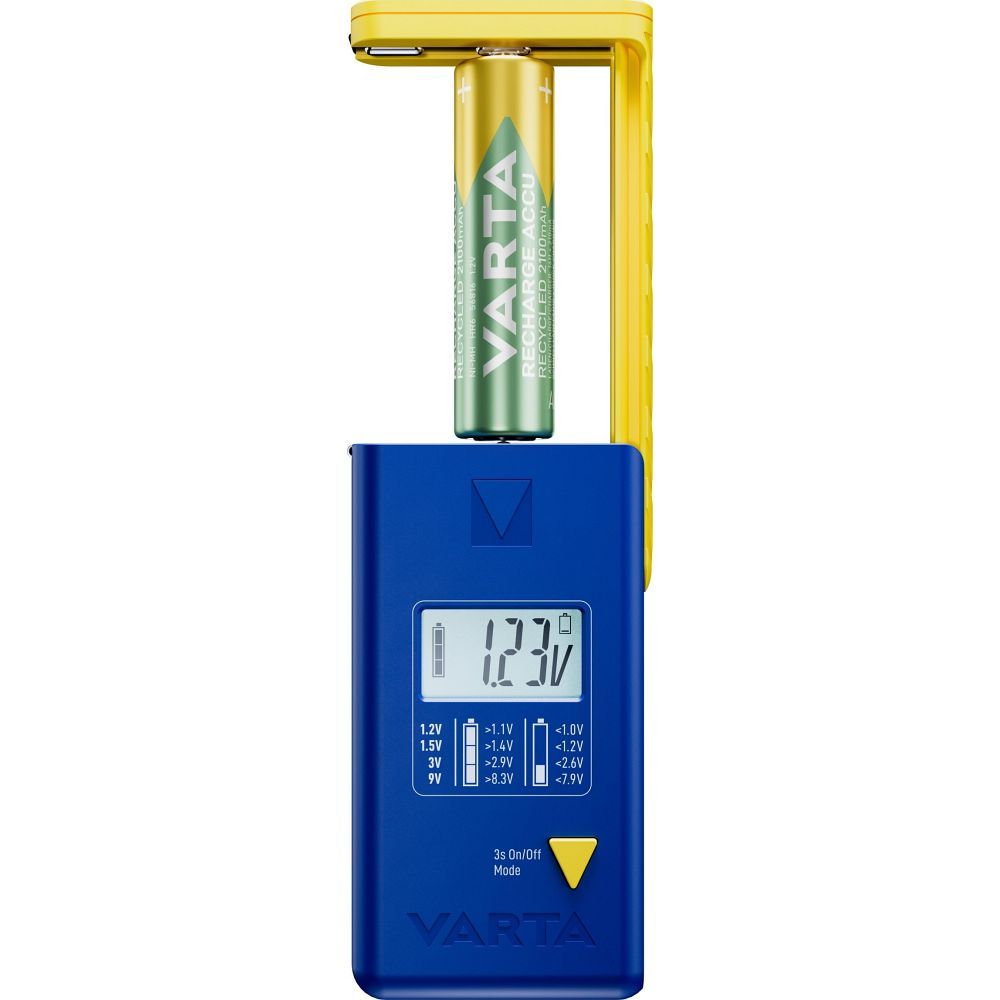 VARTA battery tester with digital display (AA, AAA, Type C, Type D, 9V, button) 893101111 sinine