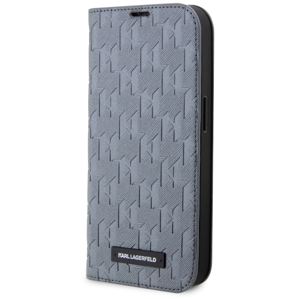 Karl Lagerfeld KLBKP14SSAKLHPG iPhone 14 6.1" bookcase hõbedane/hõbedane Saffiano Monogram