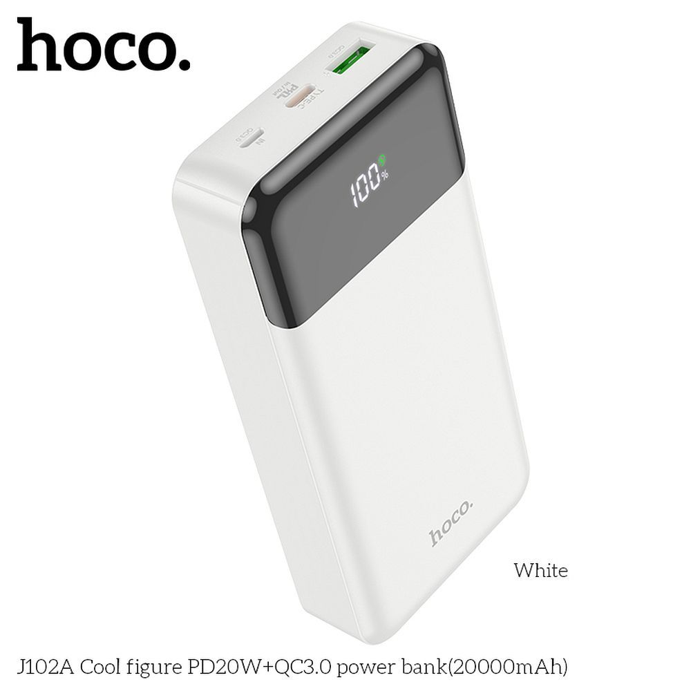 Powerbank Hoco 20000 mAh QC3.0 PD 3A 20W J102A valge