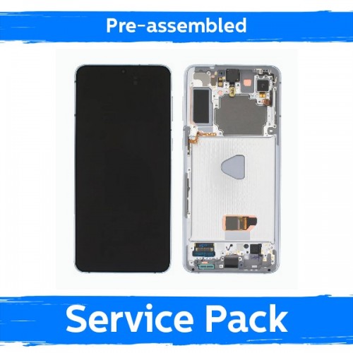 LCD Display Compatible With Samsung G996 S21 Plus With Frame / Phantom Silver / (Pre-assembled Service Pack)