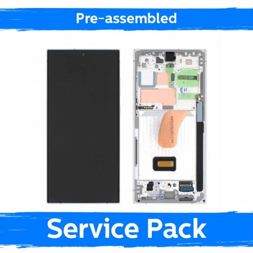 LCD Display Compatible With Samsung S918 S23 Ultra With Frame / Cream / (Pre-assembled Service Pack)
