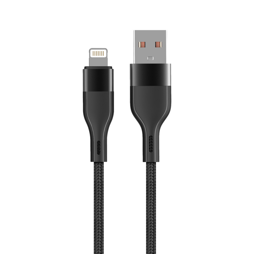 Maxlife MXUC-07 кабель USB - Lightning 1,0 m 2,4A черный нейлон