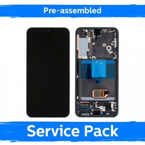 LCD Display Compatible With Samsung S901 S22 With Frame / Graphite (Phantom Black) / (Pre-assembled Service Pack)