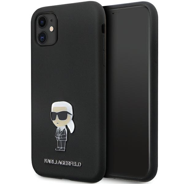 Karl Lagerfeld KLHCN61SMHKNPK ümbris jaoks iPhone 11 / Xr - must Silicone Ikonik Metal Pin