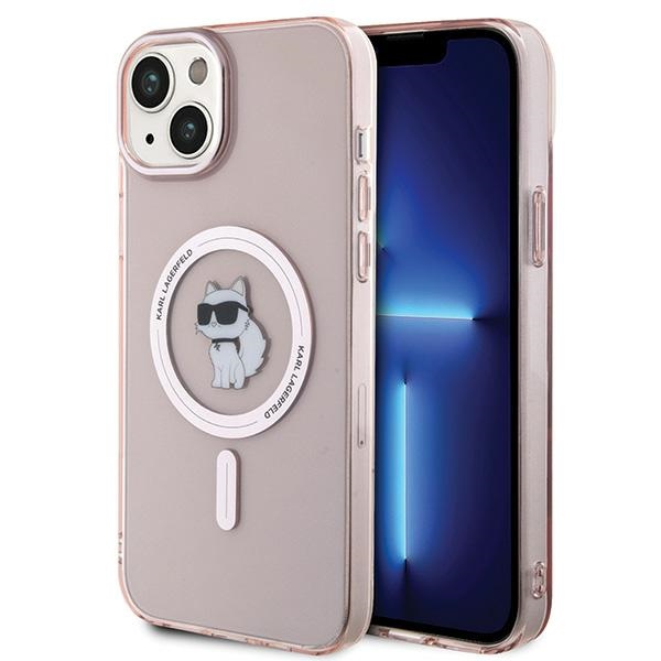 Karl Lagerfeld IML Choupette MagSafe ümbris jaoks iPhone 15 Plus - roosa