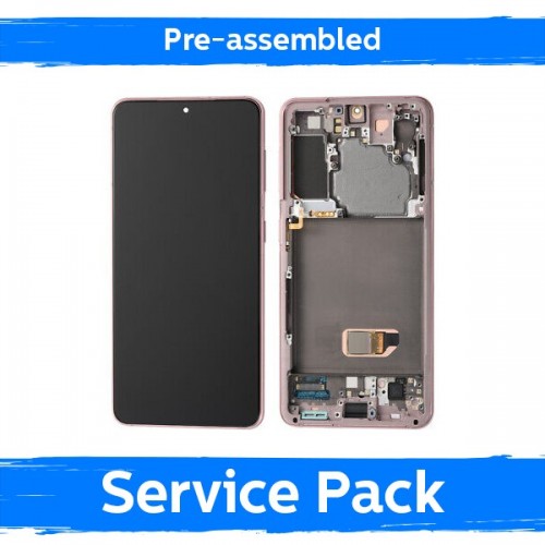 LCD Display Compatible With Samsung G991 S21 With Frame / Phantom Violet / (Pre-assembled Service Pack)