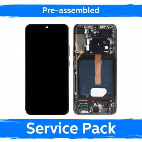 LCD Display Compatible With Samsung S906 S22 Plus with Frame / White / (Pre-assembled Service Pack)