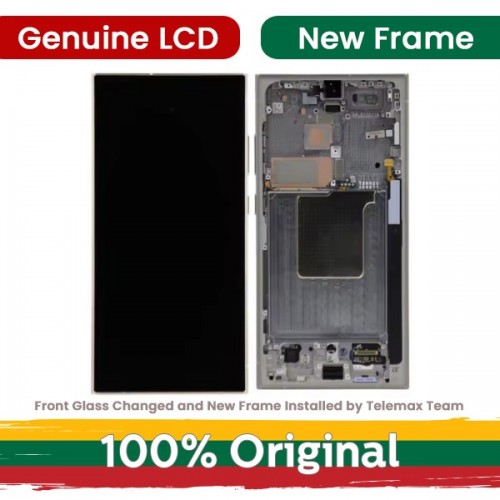 LCD Display Compatible With Samsung S928 S24 Ultra with Frame / Titanium Gray (Orange / Violet) / (Renewed: Telemax)
