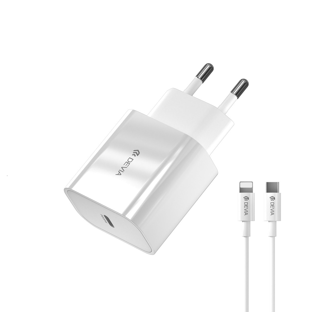 Devia seinalaadija Smart PD 1x USB-C 1x USB 20W valge