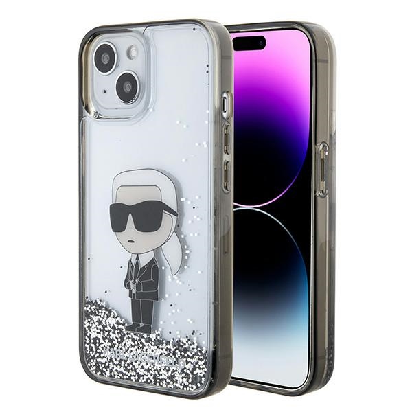 Karl Lagerfeld KLHCP15SLKKNSK iPhone 15 6.1" läbipaistev hardcase Liquid Glitter Ikonik
