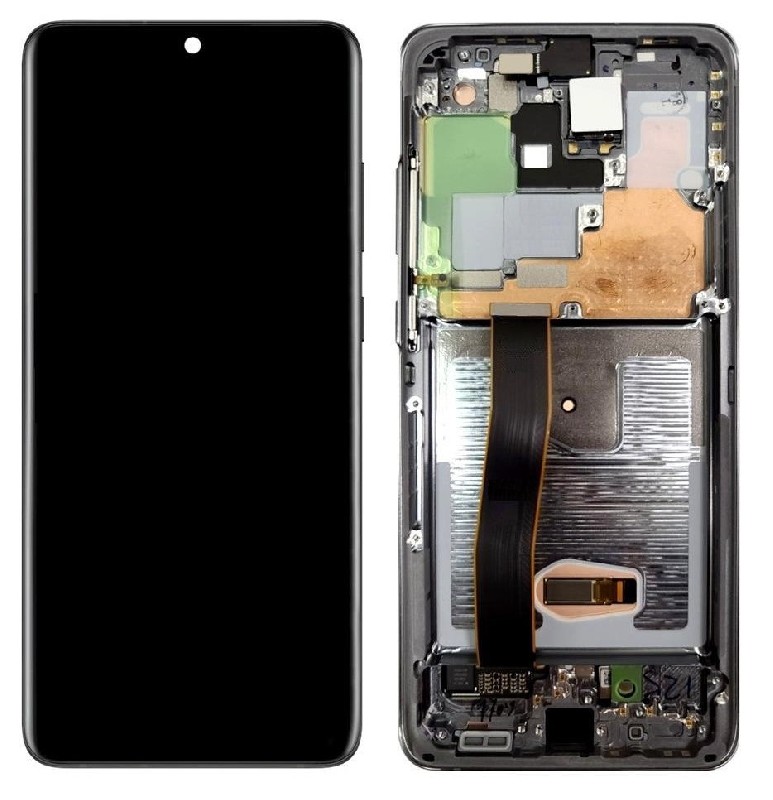 LCD ekraan Samsung G988 S20 Ultra puuteekraani ja raamiga Cosmic Black originaal (kasutatud, Grade A)