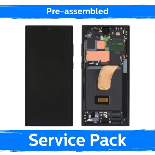 LCD Display Compatible With Samsung S918 S23 Ultra with Frame / Lavender / (Pre-assembled Service Pack)