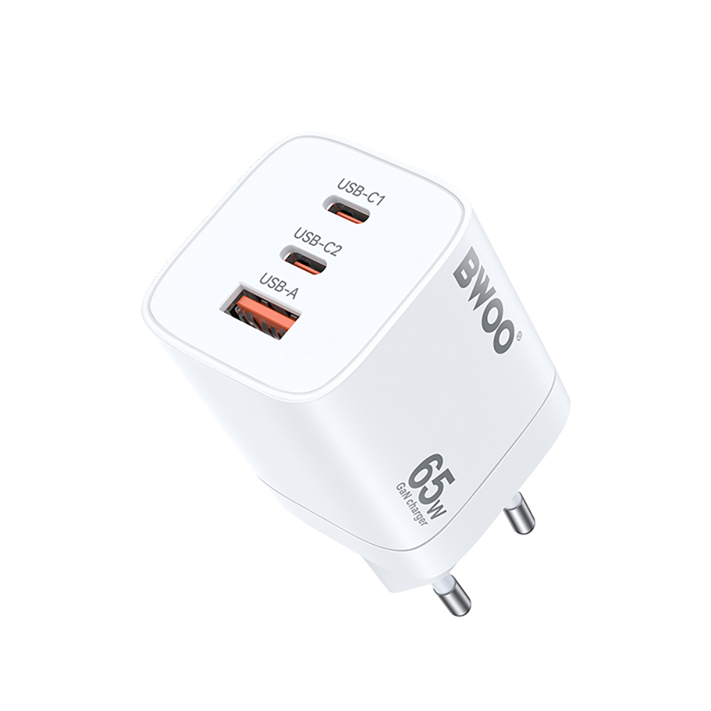 BWOO CDA147PD seinalaadija 65W 2x USB-C port + USB-A valge