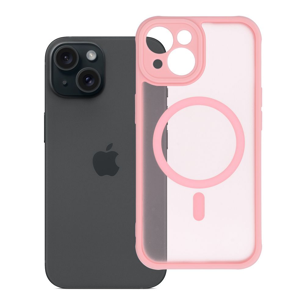 FULL MATTE MAG COVER Ümbris compatible with MagSafe jaoks IPHONE 15 jasny różowy