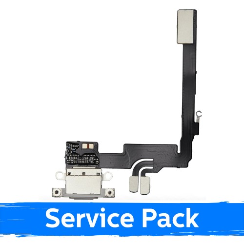 Charging Port Compatible With Apple iPhone 16 Pro with Flex / Black Titanium / (Service Pack)