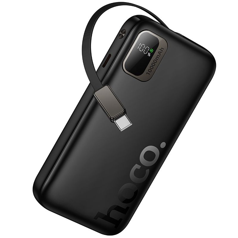 Akupank Hoco 10000 mAh QC PD 20W sissetõmmatava USB C kaabliga Q51 must