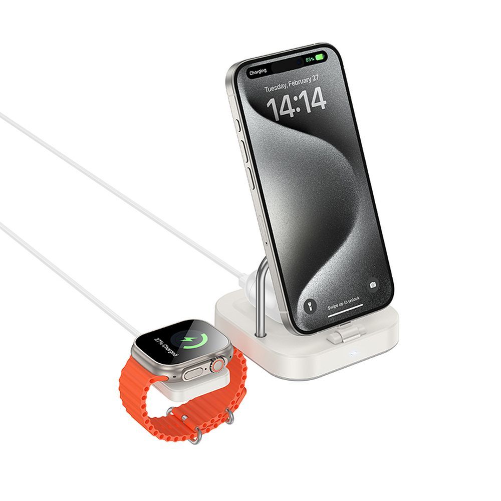 Wireles laadija Hoco 3in1 3A 5W compatible with Apple Watch CQ16A milky valge