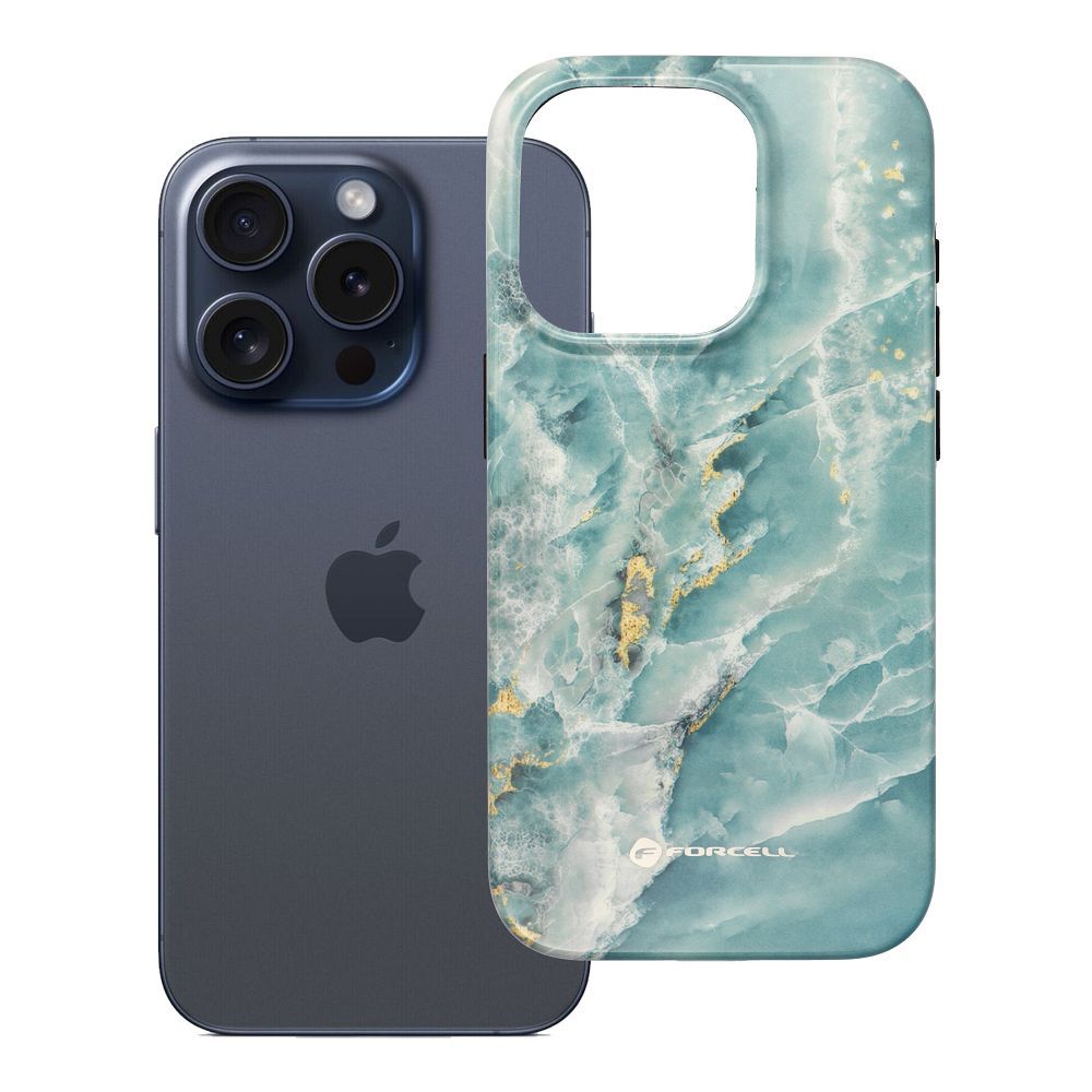 Ümbris jaoks iPhone 15 PRO Forcell F-Protect Mirage compatible with Magsafe Military Drop-Test roheline marble