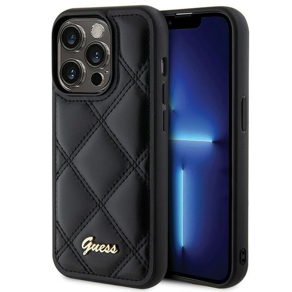 GUESS ümbris jaoks IPHONE 15 Pro Max GUHCP15XPSQSQSK (Quilted Metal Logo) must