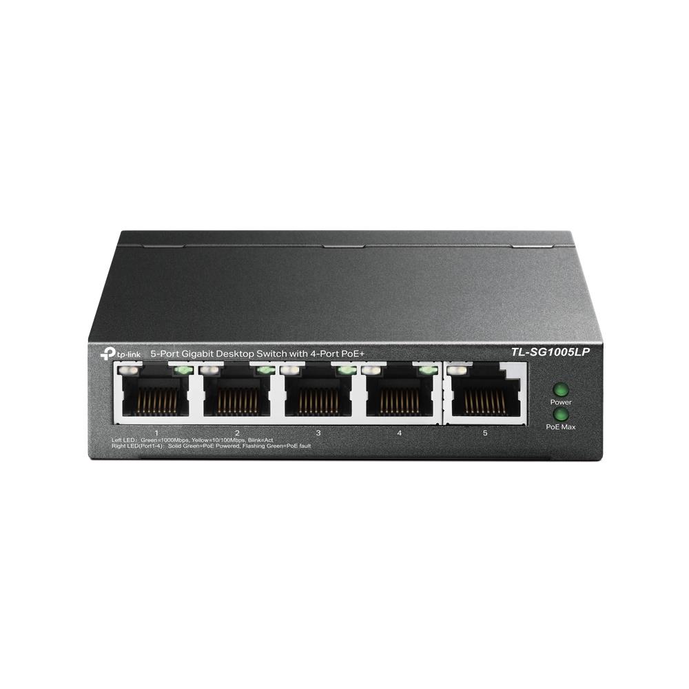 TP-LINK 5-портовый Gb настольный коммутатор 4 порта PoE+