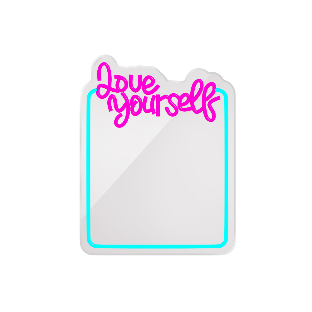 Neon MIRROR LED LOVE YOURSELF türkīis roosa FMNE01 Forever Light