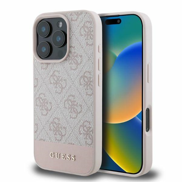GUESS ümbris jaoks IPHONE 16 Pro GUHCP16LG4GLPI (4G PU Bottom Stripe) roosa