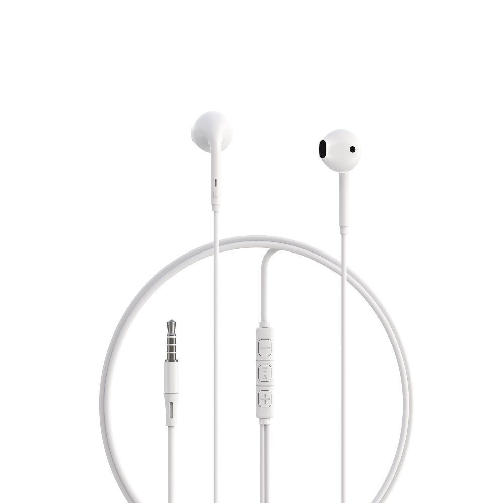 Devia wired earphones Kintone A3 jack 3,5mm valge