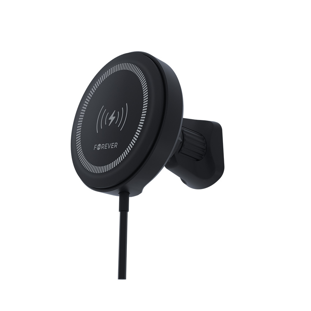 Forever autohoidja õhuventilaatorile MACH-300 magnetiline traadita laadimisega must Qi2 15W
