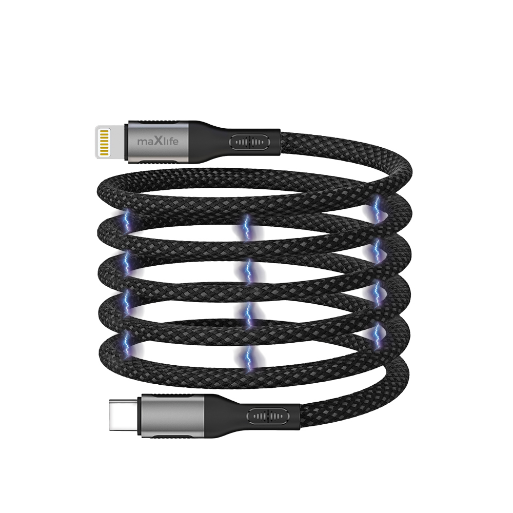 Maxlife MXUC-11 магнитный кабель USB-C - Lightning 1,0 m 27W черный нейлон