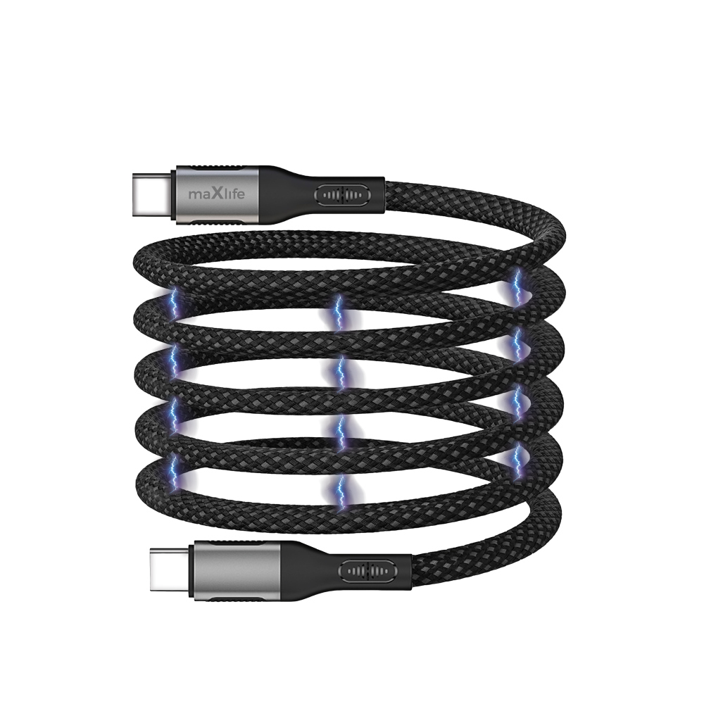 Maxlife MXUC-11 magnetkaabel USB-C - USB-C 1,0 m 100W must nailon