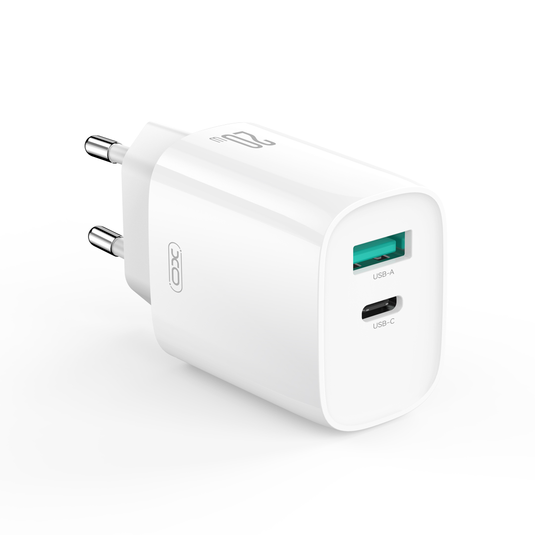 XO wall laadija CE29 PD 20W 1x USB-C 1x USB valge