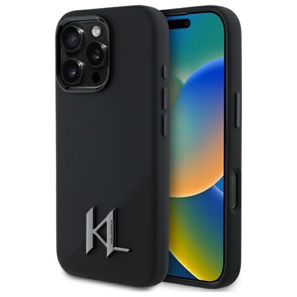 Karl Lagerfeld Silicone Shadow Metal Initial MagSafe iPhone 16 Pro Ümbris - must