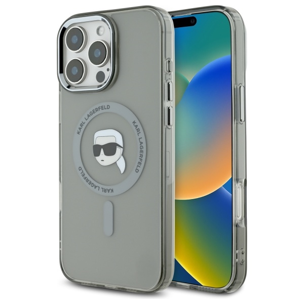 Karl Lagerfeld IML Metal Karl Head MagSafe Ümbris jaoks iPhone 16 Pro Max - must