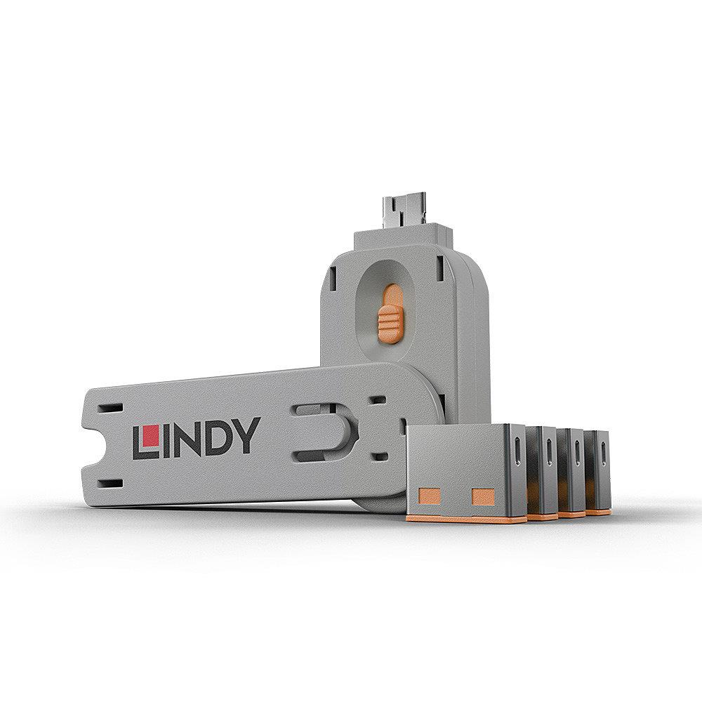 USB pordi blokeerija 4 tk. Oranž 40453 Lindy