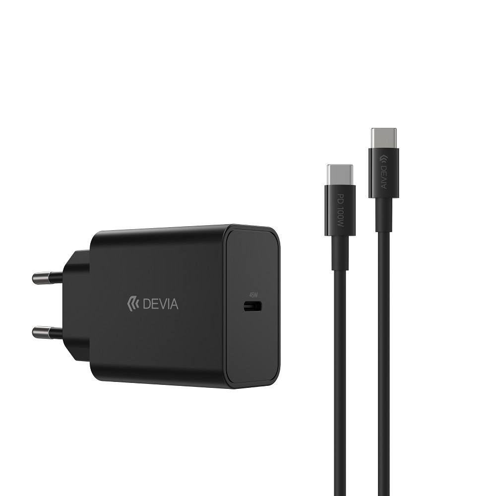 Devia сетевое зарядное устройство Rocket PD 45W 1x USB-C белое + кабель USB-C - USB-C