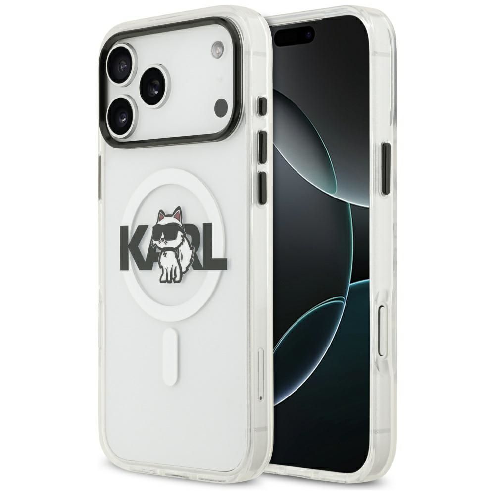 KARL LAGERFELD ümbris jaoks IPHONE 17 Pro compatible with MagSafe KLHMP17LHGCHGKBT (IML Choupette Sketch Logo) läbipaistev