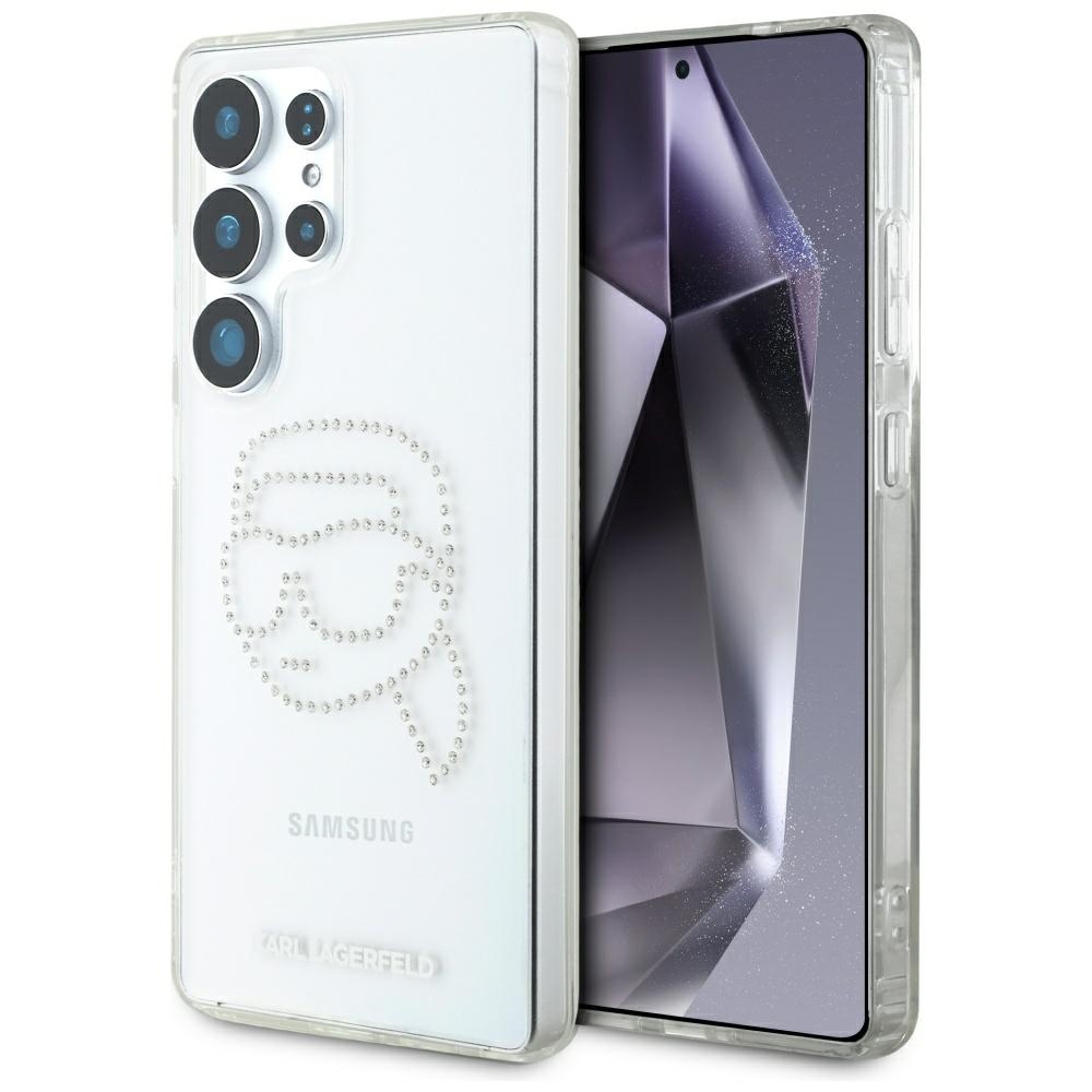 KARL LAGERFELD ümbris jaoks SAMSUNG S25 Ultra KLHCS25LHKHDCELT (IML Rhinestones K Head) läbipaistev