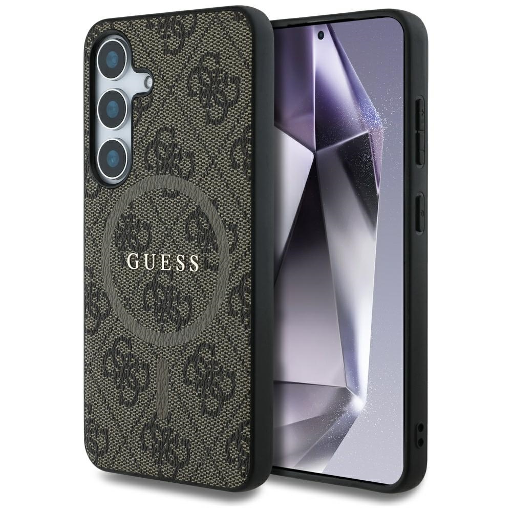 Guess Leather 4G Colored Ring Classic Logo MagSafe Samsung Galaxy S25 ümbris brown