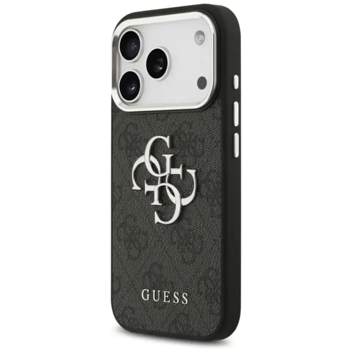 GUESS ümbris jaoks IPHONE 17 GUHCP17SP4G4SMCK (4G PU Leather Ümbris with Big 4G and Classic Logo and Hõbedane Metal Camera Frame) must