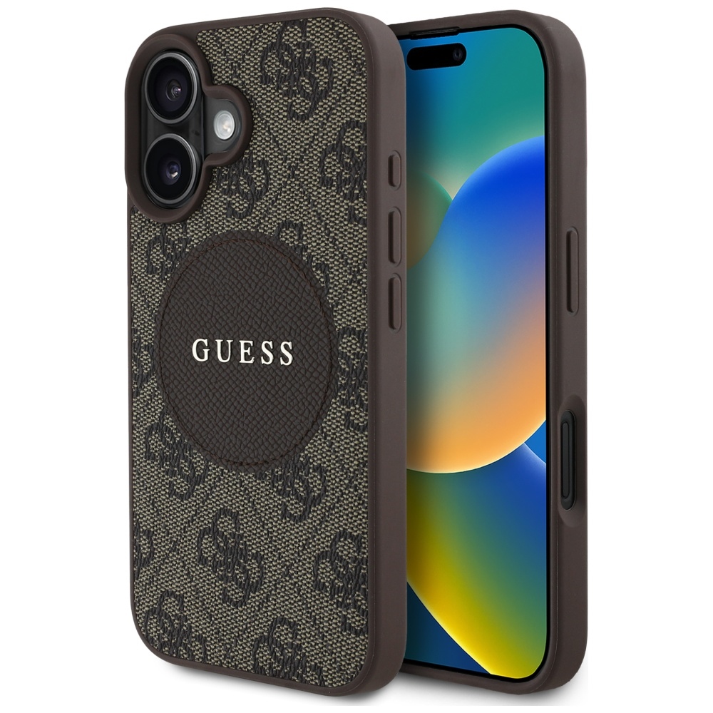 Guess 4G Circle Classic Logo MagSafe ümbris jaoks iPhone 16 - brown