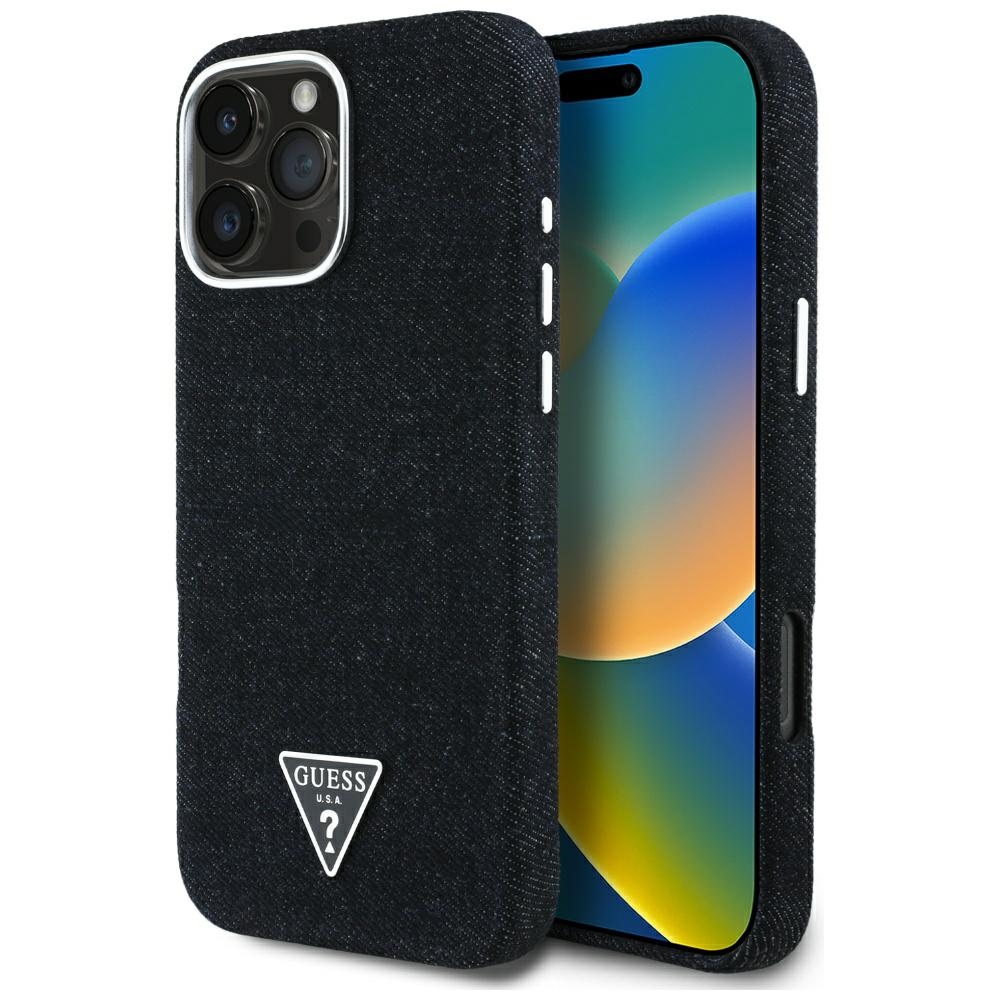 Guess Denim Triangle Logo MagSafe iPhone 16 Pro Max Ümbris - Must