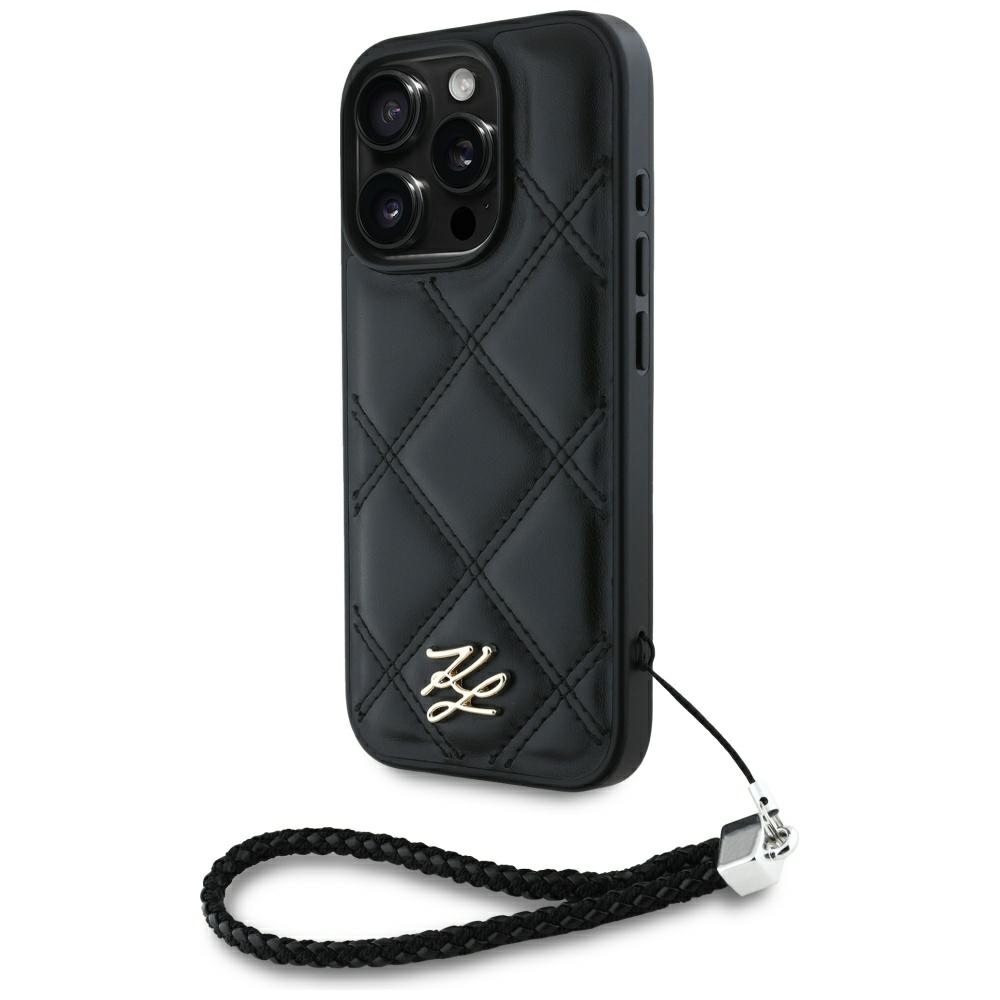 Karl Lagerfeld Quilted Initial Logo & Chain Strap iPhone 16 Pro Ümbris - Must
