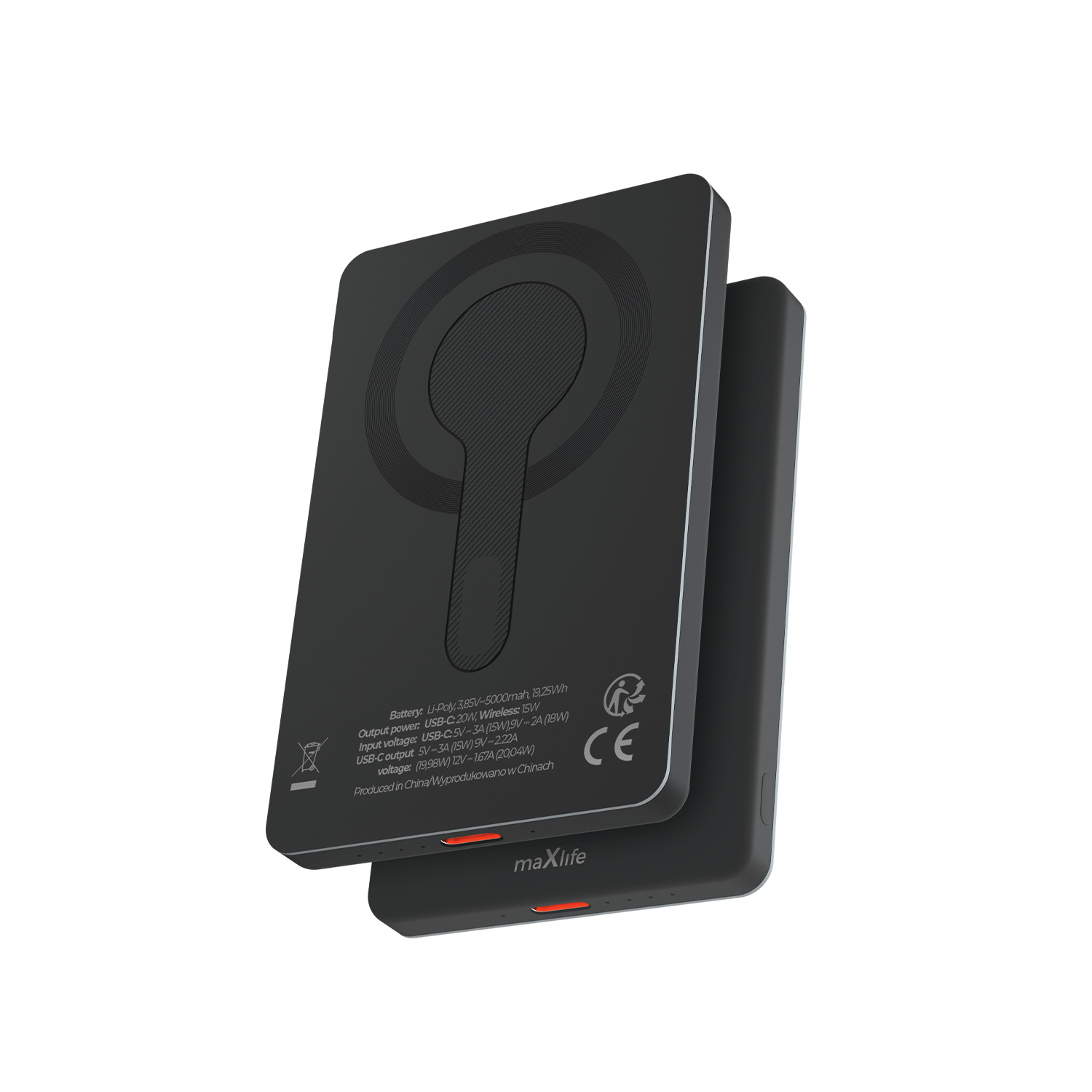 Maxlife juhtmevaba akupank MXPB-05 20W PD 5000 mAh magnetic must
