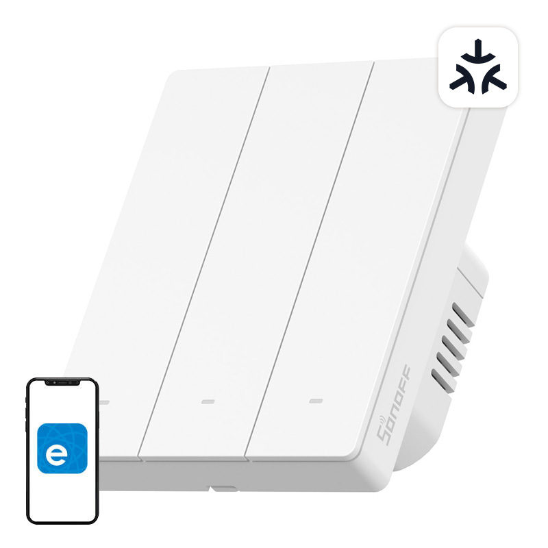 SONOFF M5-3C-80W WiFi Matter nutikas seina lüliti (3-channel, jaoks raam)