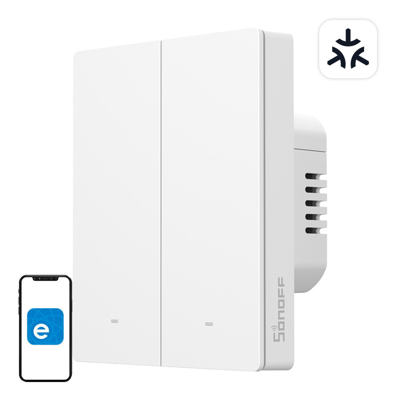 SONOFF M5-2C-80W WiFi Matter nutikas seina lüliti (2-channel, jaoks raam)