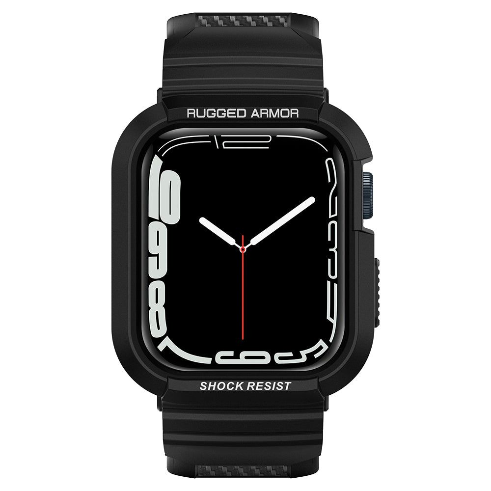 Spigen Rugged Armor Pro чехол с ремешком для Apple Watch 4 / 5 / 6 / 7 / 8 / SE (44/45 мм) - Чёрный