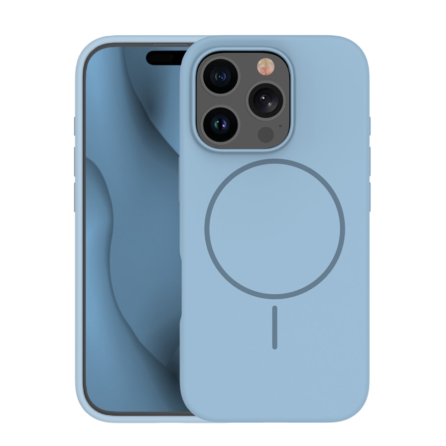 Silicone Thin Mag ümbris jaoks iPhone 15 6,1" light sinine