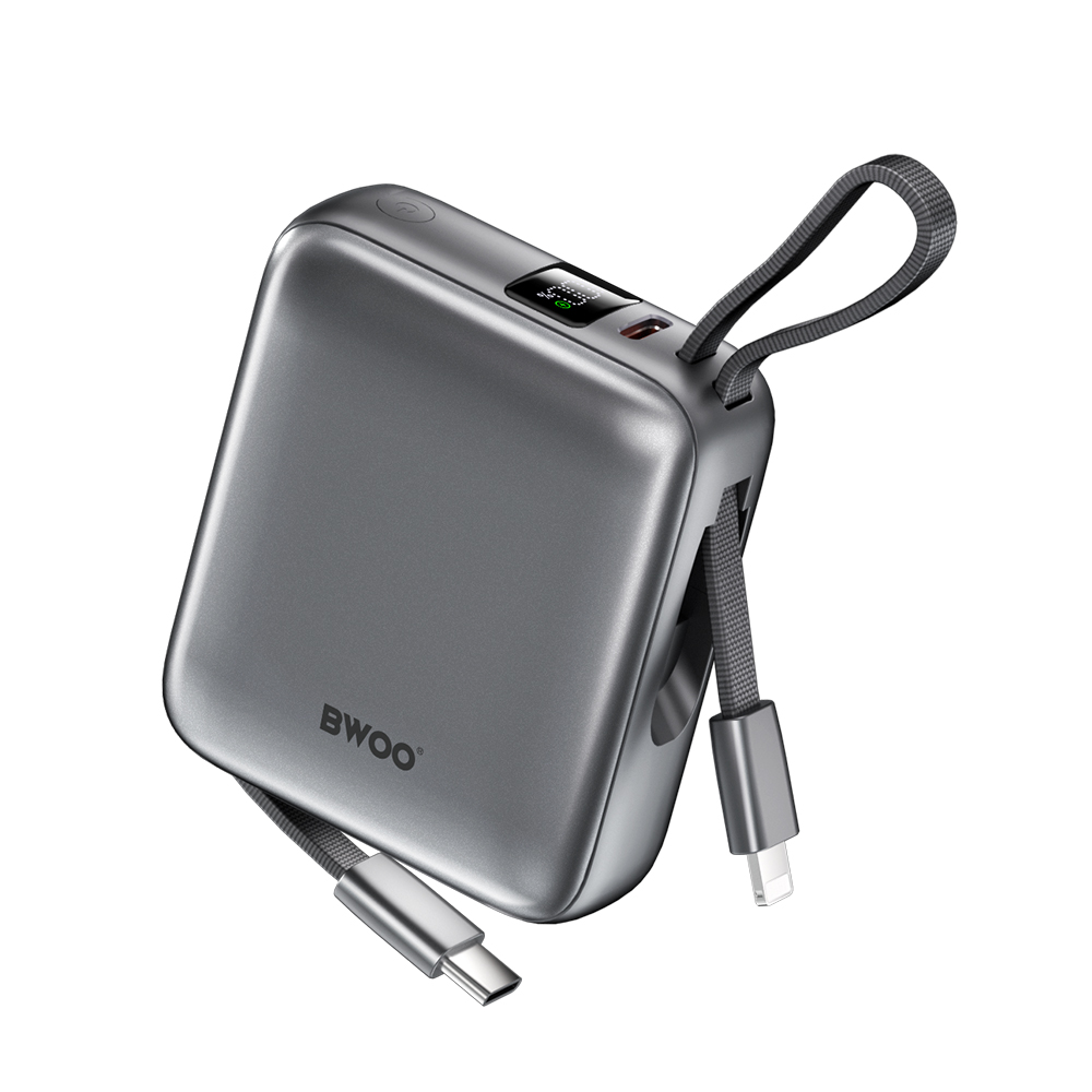 BWOO akupank P74 22.5W 20000 mAh with 2 built-in cables 1 x USB-C 1 x Lightning must