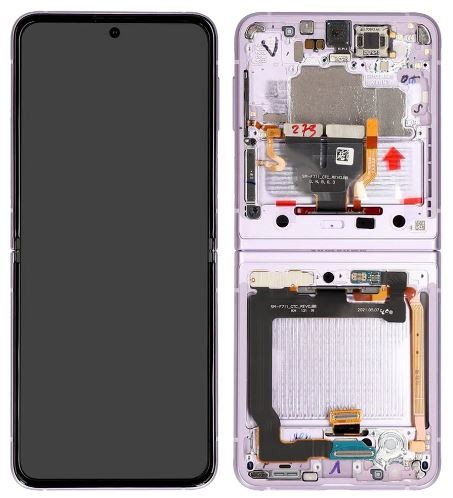 LCD ekraan Samsung F711 Z Flip3 5G puuteekraani ja raamiga (sisemine) Lavender originaal (kasutatud, Grade B)