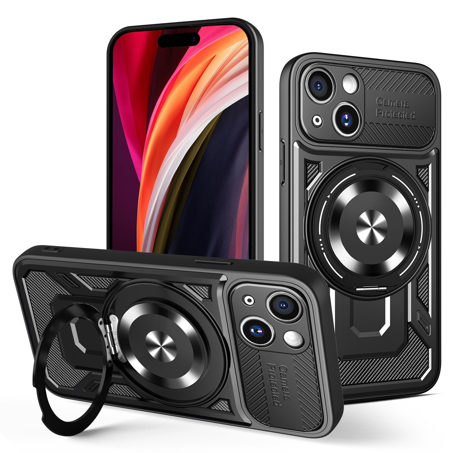 Defender Armor Mag ümbris jaoks iPhone 15 6,1" must